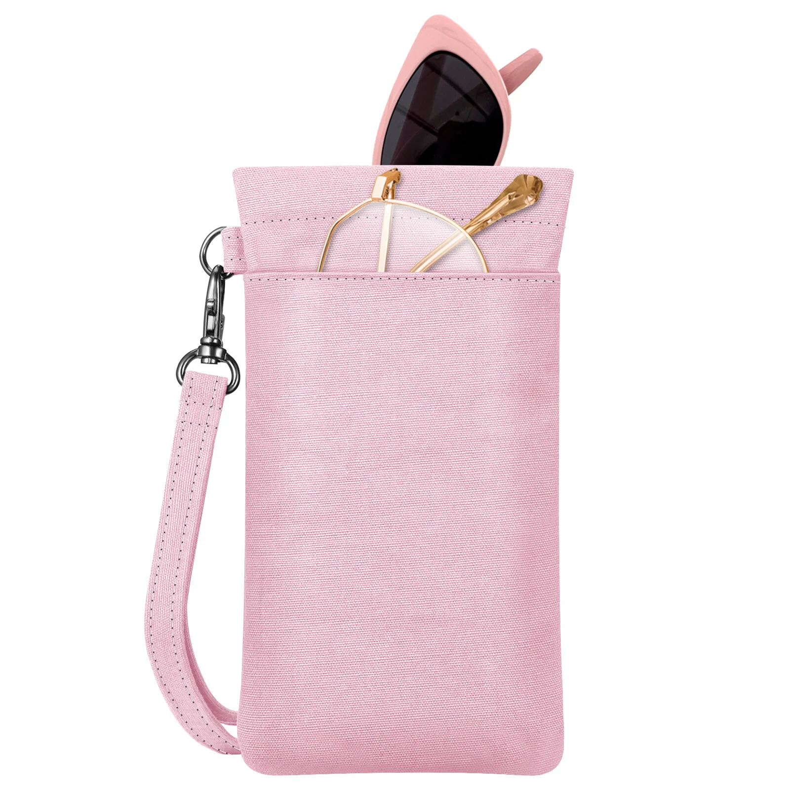 Double Eyeglasses Pouch Soft Glasses Case Portable Sunglass Pouch Carrying Strap