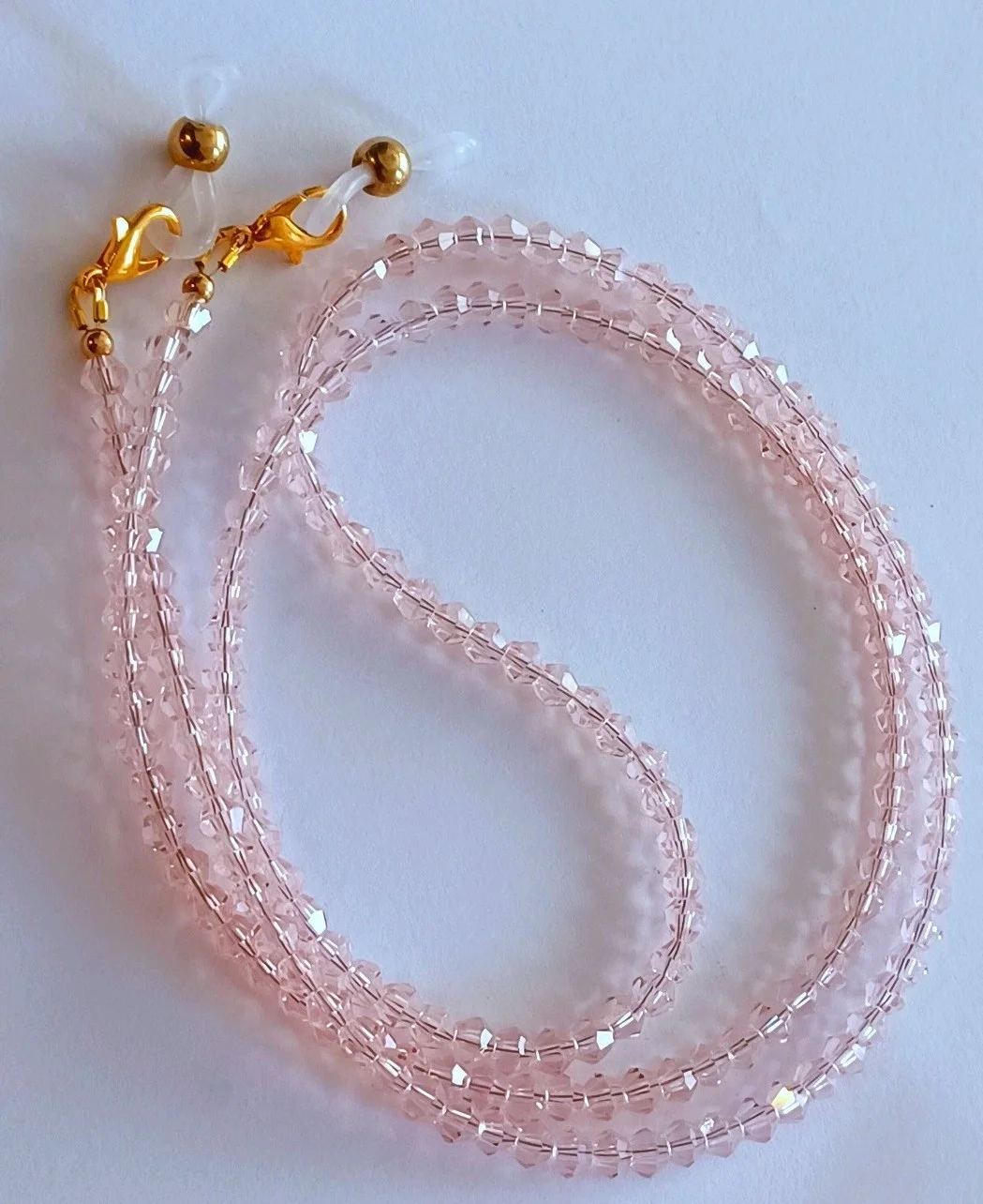 EYEGLASS CHAIN 27" JADE PINK Beaded Holder Strap Reading Glasses iCandy CLIP GLD 4
