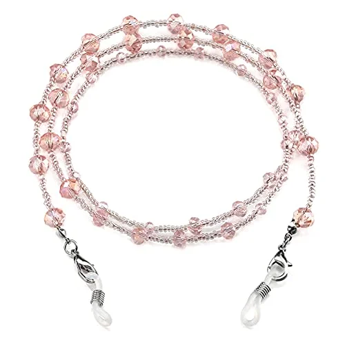 EYEGLASS CHAIN 27" PINK AB CRYSTAL Beaded Holder Strap Reading Glasses Lanyard
