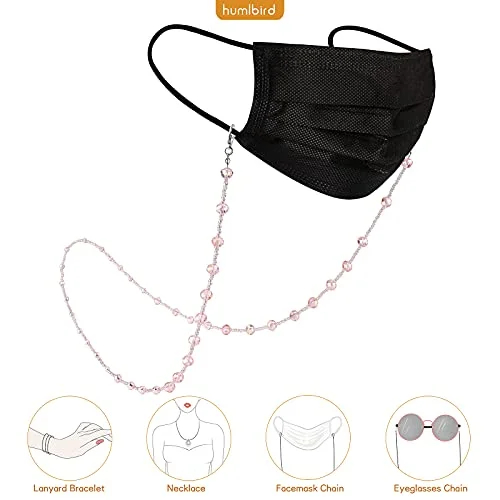 EYEGLASS CHAIN 27" PINK AB CRYSTAL Beaded Holder Strap Reading Glasses Lanyard 2