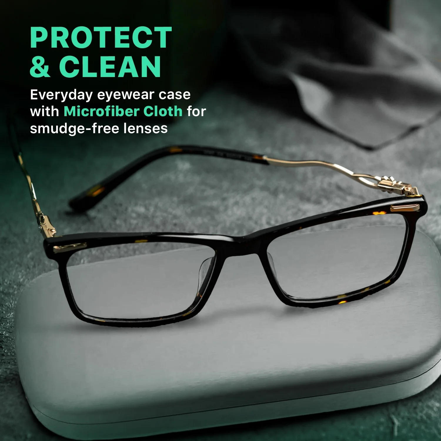 Hard Shell Glasses Case-Lightweight Large Eyeglass Holder with Microfiber Cloth 2