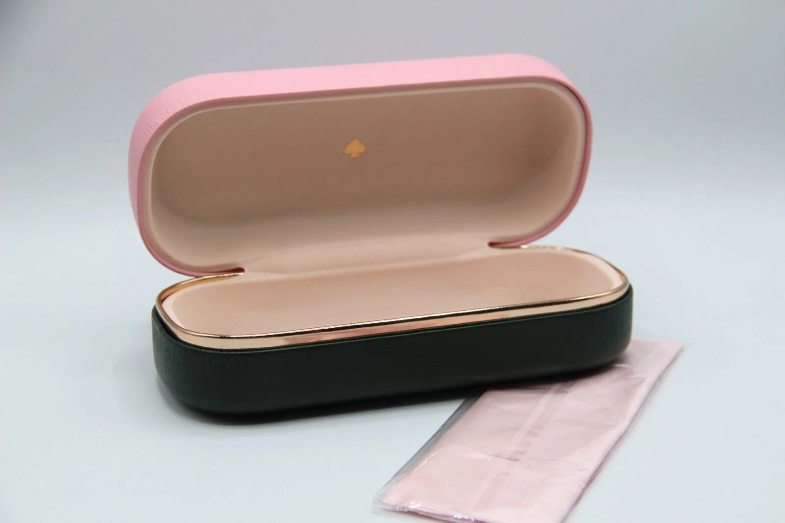 NEW KATE SPADE PINK GREEN LARGE AUTHENTIC SUNGLASSES EYEGLASSES CASE W/CLOTH 2