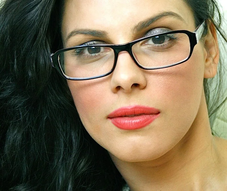 Rectangle Sexy Teacher Clear Lenses Eyeglasses Black Transparent Pink Frame
