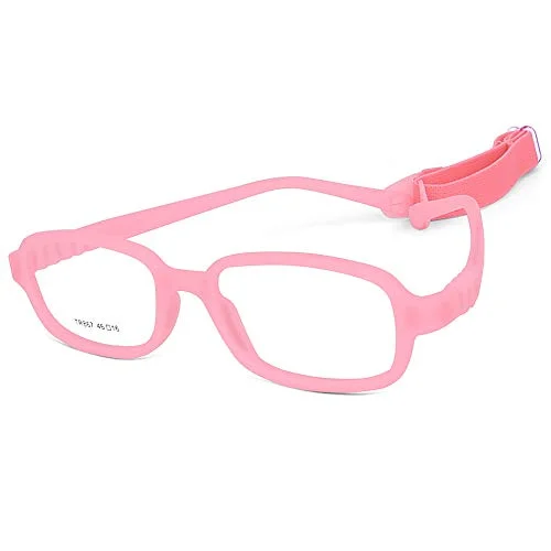 Zenni Pink Rectangle kid Full Rim Eyeglasses butterfly pattern with case