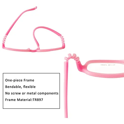Zenni Pink Rectangle kid Full Rim Eyeglasses butterfly pattern with case 2